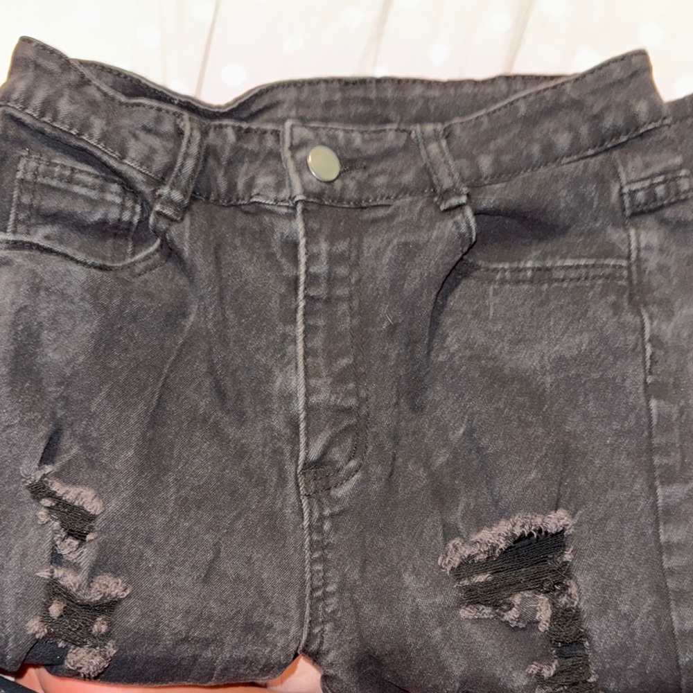 Distressed Black Denim Jeans